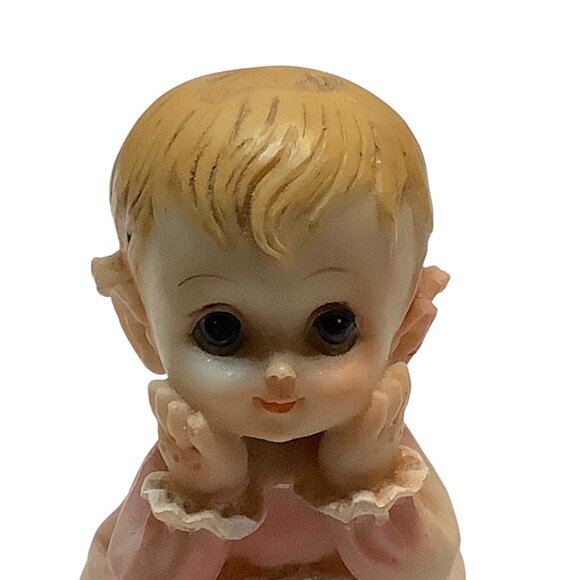 Vtg Little Girl Sitting in Night Gown Bisque Figurine 2.75" Hands Face Detailed - Picture 5 of 7